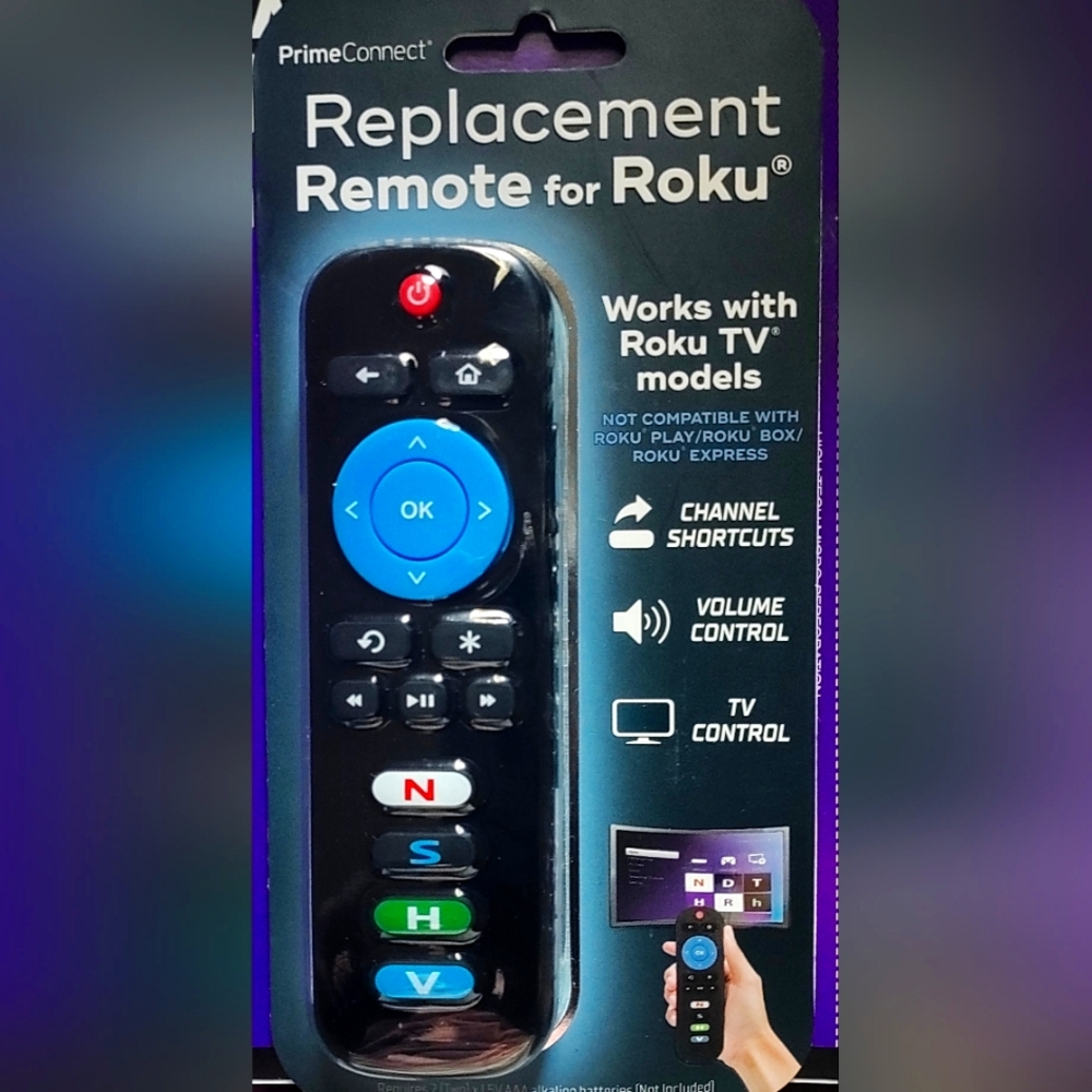 Roku Replacement Remote - Black with Blue and Red Buttons